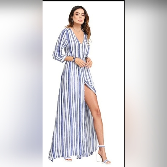 Flowy Boho Button Front Maxi Dress (NWT)Sz (Med) - Picture 4 of 8